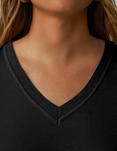 Image of GKBK Women's Sweaters 2026 Fall Fashion Lightweight Classic V Neck Business Casual Outfits Long Sleeve Knit Pullover Tops