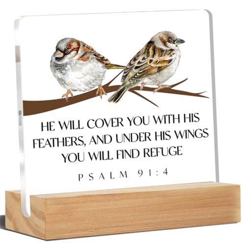 Bible Verse Desk Decor Christian Gifts Scripture Birds Psalm 91
