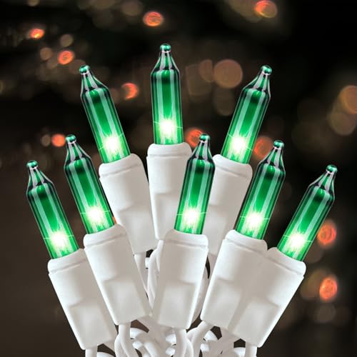HISHINY Green Christmas Lights 100 Count St. Patricks Day Decorations String Lights with White Wire for Outdoor Indoor Christmas Wedding Decorations Halloween Decor UL Certified (21feet)