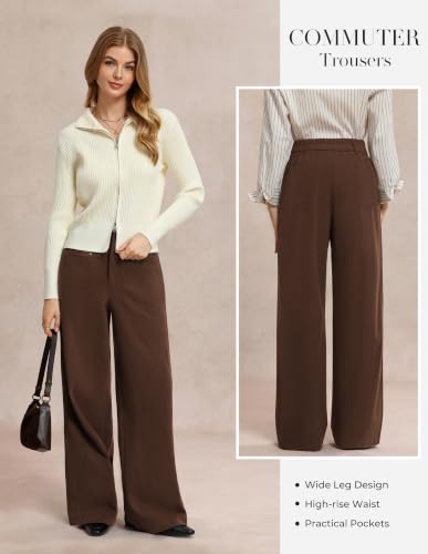 GRACE KARIN Dark Brown Pants Women Corduroy Palazzo Pants Casual Baggy Trousers 2026 Fall Fashion Clothes 2XL — view 3