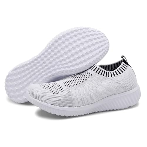 Image of konhill Womens Walking Shoes Slip On Sneakers Breathable Mesh Lightweight Casual Footwear for Daily Commute