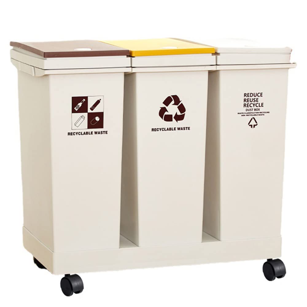 MYOYAY 3 Compartment Trash Can Garbage Cans with Recycling