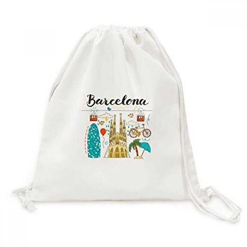 Toile drawstring backpack Barcelone impression espagnole durable