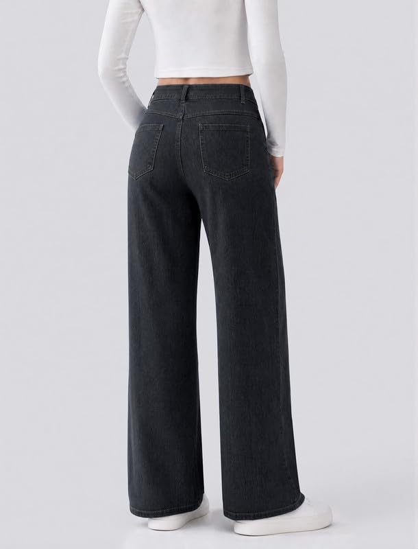keriffe Women's Wide Leg Jeans Drawstring High Waisted Stretchy Denim Pants - image 2