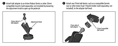 Arkon palline da 25 mm a 17 mm Ball Adapter - nero...