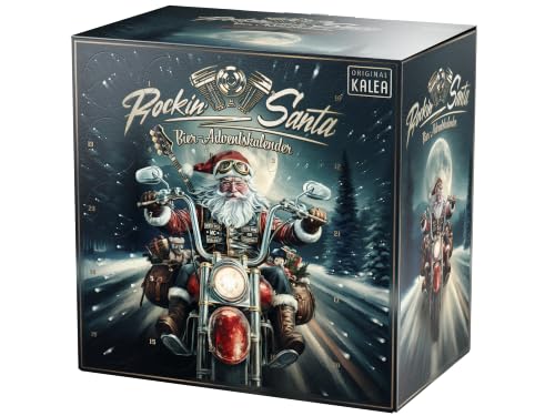 Kalea | Bieradventskalender 2026 | Edition Rockin Santa | 24x 0,33l Bierspezialitäten | inkl. Verkostungsglas | Biergeschenk zur Vorweihnachtszeit für Männer...