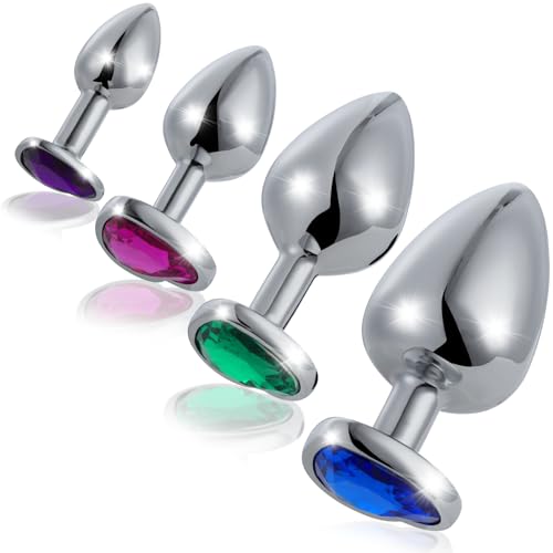 JOSIXSIR Butt Plug Anal Set, 4PCS Anal Training Kit Sex Toys for Adult, Stainless Anal Beads for Men and Women, Beginner Butt Plug Sets for Adult Games