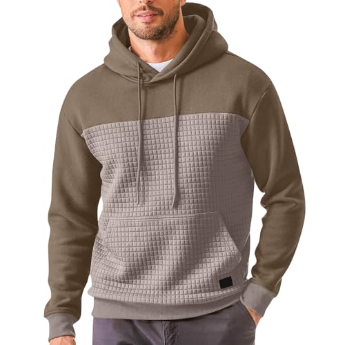 Ymosrh Men's Hoodie, Long Sleeve Plaid Jacquard Athletic Workout Gym Hoodies Pullover, S-3XL