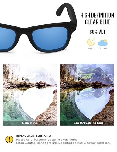 Image of BLAZERBUCK Photochromic Replacement Lenses Compatible with Ray-Ban Meta Wayfarer RW4006 | RW4012 (Gen 2) 50mm Smart Glass