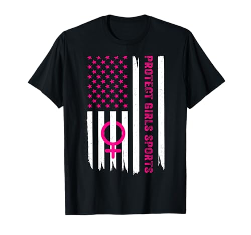 Protect Girls Sports, Support Women Girls Sport, US Flag T-Shirt