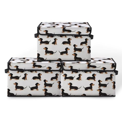 Image of Stackable Storage Bins with Lids,Closet Organizers Fabric Box for Home and Office,Blanket Clothes Organizers,Under Bed Storage Containers 3 Pack