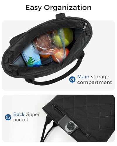 Image of Gloppie Black Lunch Bag for Women Insulated Leakproof Cooler Lunch Tote | 3-Layer Thermal Liner,Keeps Meals Cool Fresh In Summer, Reusable Food-Grade Leakproof Liner, Fits 10 Cans, Easy to Clean
