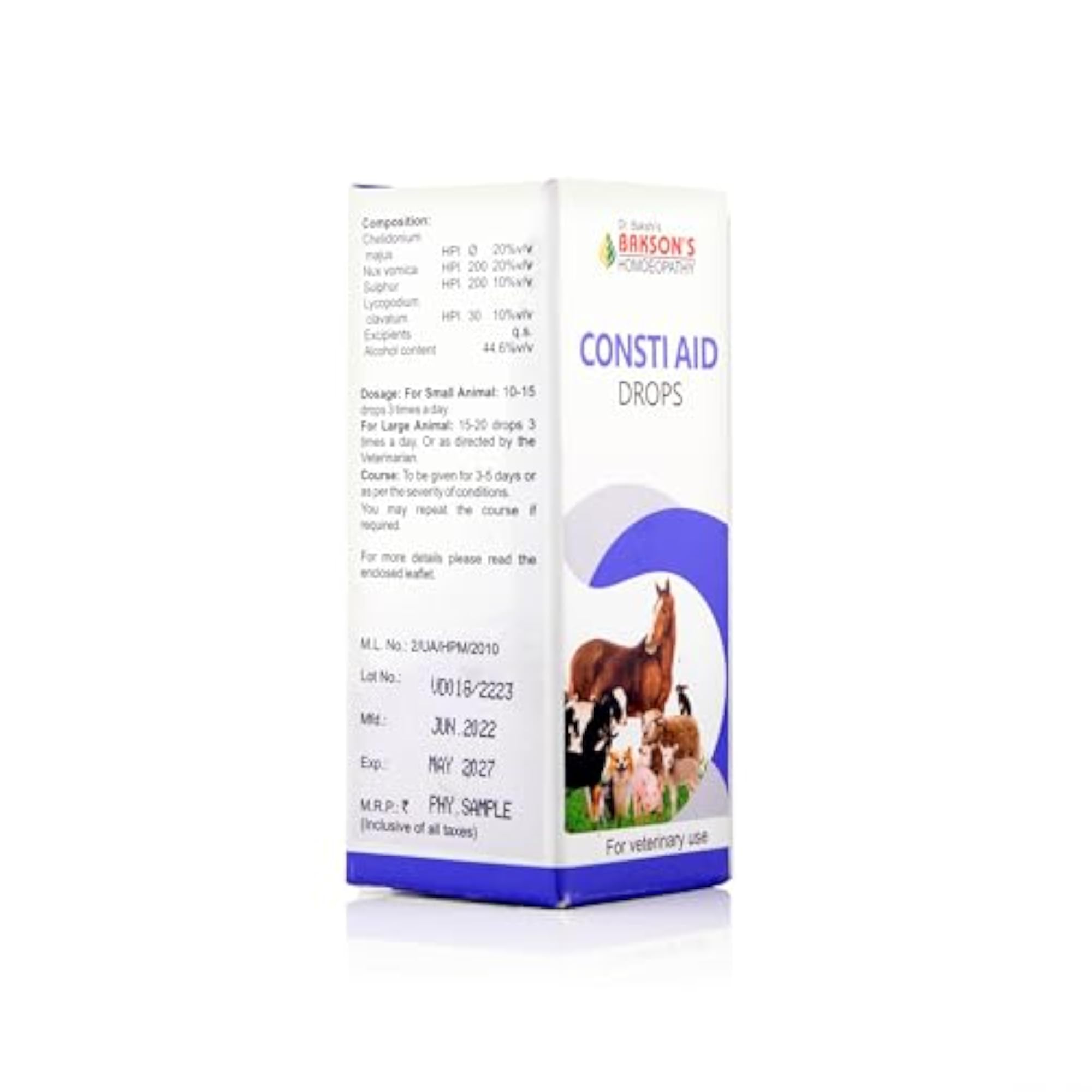 Bakson Veterinary Consti Aid Drops 30 ml for Animal Health