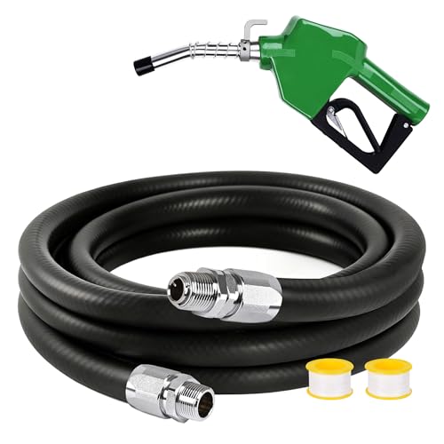 3/4 x 20 Fuel Transfer Hose with Automatic Shut-Off Nozzle Gas Pump Nozzle with 3-Speed Trigger Lock Max Flow 16 GPM Farm Fuel Pump Hose for Diesel Gasoline Kerosene Biodiesel