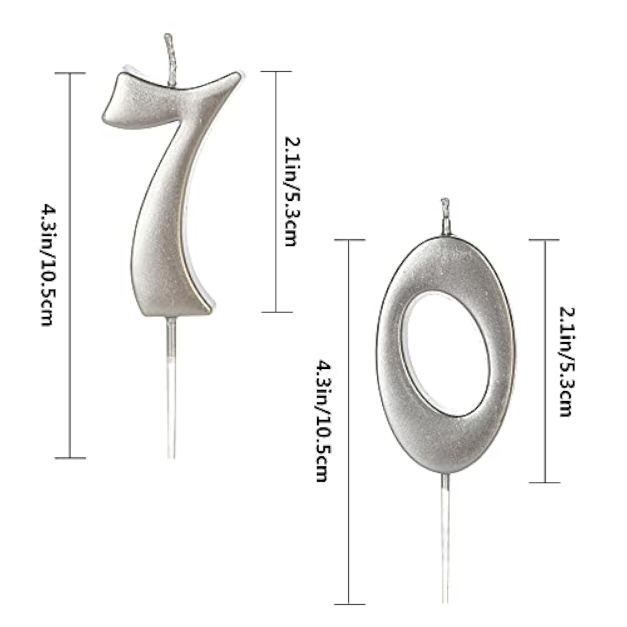 Silver 70th Birthday Candles for Cake Decoration