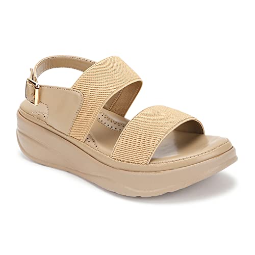 Image of Marc Loire Women Smart Casual Platform Heel Fashion Sandal with Adjustable Strap