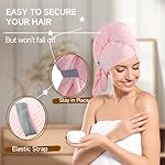 Extra Large Microfiber Hair Towel for Women,Super Soft Anti Frizz & Quick Dry for Curly Hair,Ultra Absorbent Hair Wrap Towels for Long,Thick,Wet Hair 24x42 Inches (Pink) - Image 2