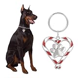 Madison Tyler Cute Christmas Candy Cane Dog Tag | Puppy Necklace Pendant for Jewelry Charms | Dog Collar Charms | Heart Candy Cane Paw | Holiday Christmas Tag Pet Charms
