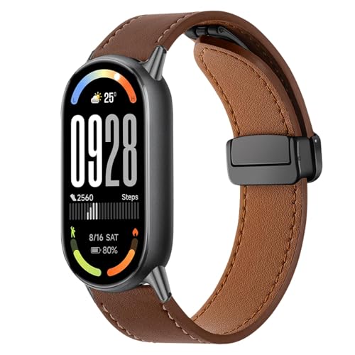 #rémunéré #Amazon<br>PU Cuir Bracelet pour Xiaomi Smart Band 10/9/8 Souple Bande Réglable Magnétique Bracelet de Remplacement en Cuir Compatible avec Xiaomi Mi Band 10/9/8 Brun