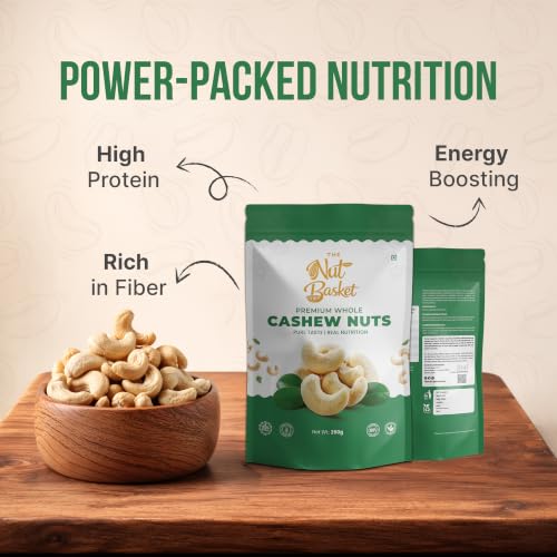 Image of THENUTBASKET Premium W320 Cashew Nuts 250g | Large Whole Kaju | Natural Raw Cashews | Fresh, Crunchy & Healthy Dry Fruits | No Preservatives