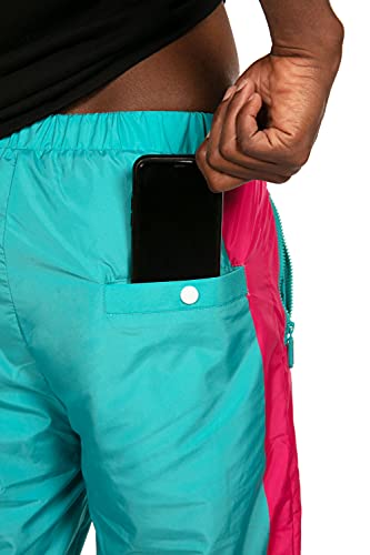 Image of Tipsy Elves Windbreaker Pants for Men - Retro 80s 90s Funny Mens Casual Track Pants - Zipper Pocket Elastic Band Drawstring