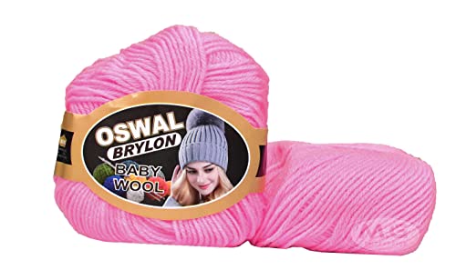 Image of OSWAL 100% Acrylic Wool Pink 8 GMS Wool 4 ply Wool Ball Hand Knitting Wool /Art Craft Soft Fingering Crochet Hook Yarn- Art-AEBG