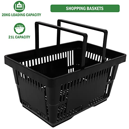 Fahkns 167589-5354-1501203122 12Pcs Shopping Baskets With Handles, 21L Durable Plastic Shopping Cart, Portable Grocery Basket thumb #4