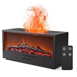 Fireplace Flame Air Diffuser Humidifier,7 Colors Aromatherapy Essential Oil Diffuser, Ultrasonic Aroma Humidifier with Remote Control & Timer for Bedroom, Home, Office, Yoga (Black)