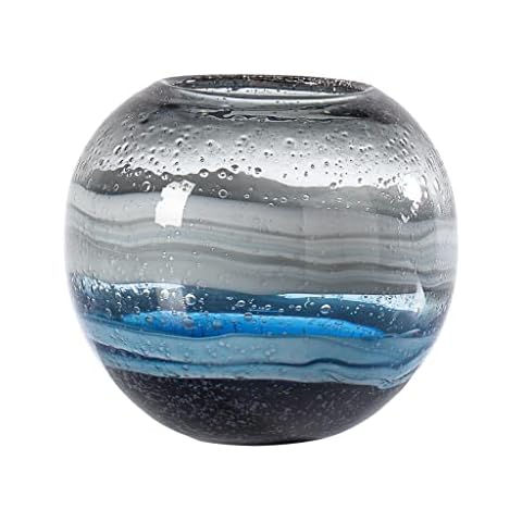 Torre & Tagus Andrea Handmade Swirl Glass Sphere Vase for Home Decor Living Room Centerpiece & Home Office, Blue Cover
