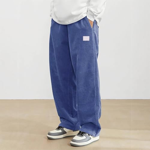 Corduroy Pants Men Loose Fit Open Bottom Wide Leg Sweatpants Big and Tall Comfy Drawstring Palazzo Pants with Pockets2
