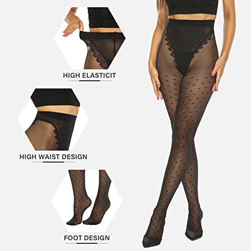 Image of MANZI 20D Polka Dot Tights for Women Patterned Stockings for Women Sheer Ultra Thin High Waist Pantyhose