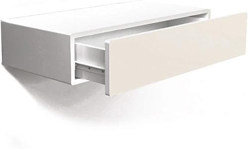 PIBM Elegante estante Simplicity montado en la pared estante flotante con cajón mesita de noche madera maciza protección del medio ambiente color