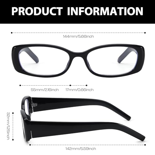 Image of DreamCalf Rectangle Fake Glasses for Women Trendy Y2K Office-Siren Blue Light Glasses with Clear Lenses