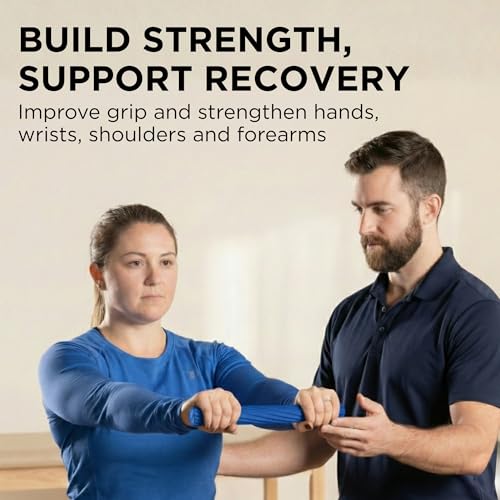 Image of THERABAND FlexBar, Flex Bar, Physical Therapy, Tennis Elbow, Blue | Flex therapy bar for physical therapy, wrist and forearm exercise, with non slip grip and compact design