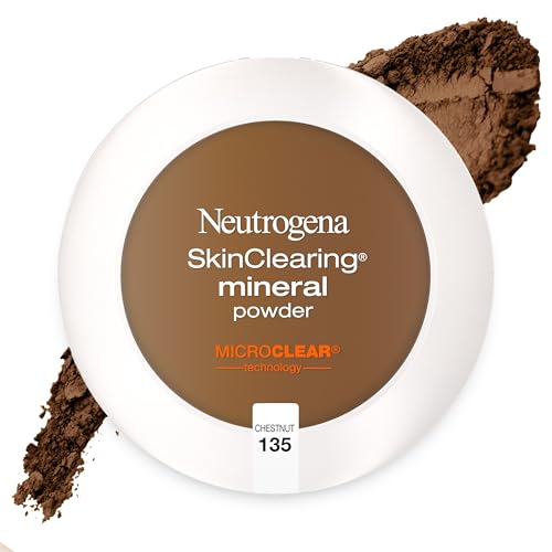 Neutrogena SkinClearing Pressed Mineral Powder Compact for Acne Prone Skin Oil Absorbing Acne Makeup with Salicylic Acid helps to Cover Treat & Prevent Breakouts Chestnut 135 . 38 oz