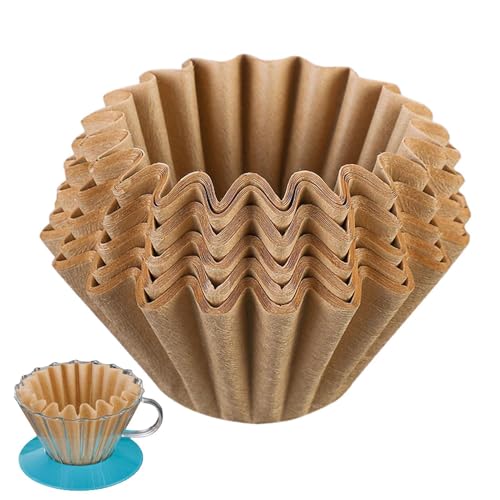 Lot de 50 filtres à café en forme de gâteau | Papier filtrant blanc à service unique pour 1 à 4 tasses, cake Cup - Bol en papier pour machines à café,...