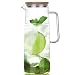 Cupwind Borosilicate Glass Hot/Cold Water Carafe Pitcher Wooden Infuser Lid 50 oz Explosion-Proof