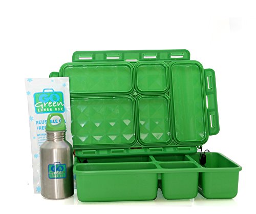 Go Green Lunch Box | Sports Leakproof Insulated Lunch Box Set For Boys Girls Kids | 5 Compartment Bento Leakproof Lunch Box | Insulated Lunch Bag | Beverage Bottle | Gel Ice Pack (Extreme Sports) #TOP5