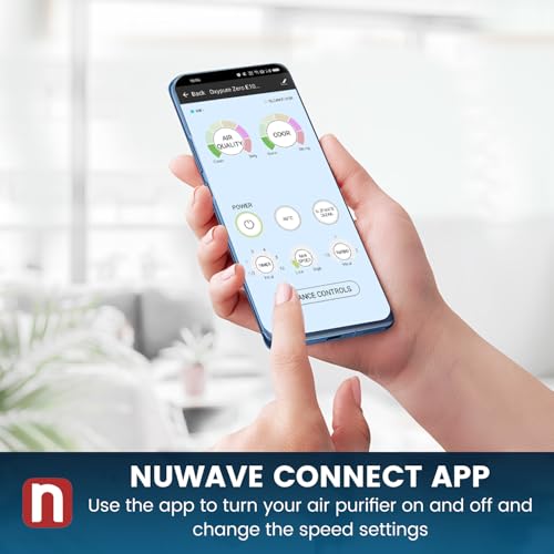 Nuwave OxyPure ZERO Smart Air Purifier, Large Area up to 186 CBM, Dual 4-Stage Air Filtration, Adjustable 30°, 60°, 90° Vents, Washable & Reusable Filters for ZERO Waste & ZERO Filter Replacements
