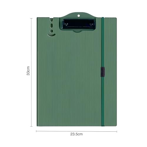 Image of oddpod Vertical A4 Plastic Clipboard with Elastic Strap /Multi-Function Document Paper Storage File Folder with Outer Cover for Students & Professionals - Patina Green