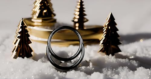ZMANYIJEW 16G Minimalist Lines Septum Rings Stacked Aureate Septum Ring Septum Clicker Nose Ring Piercing for Women Men (A-black) by ZMANYIJEW - Used condition - Image 5