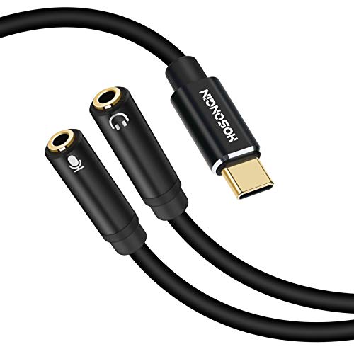 USB C to AUX 3.5mm 1/8 inch Headphone Splitter Cable, HOSONGIN USB Type C to 2-Way Dual 3.5mm Jack (Earphone, Microphone) Splitter Adapter - 12 Inch USB C to AUX 3.5mm 1/8 inch Headphone Splitter Cable, HOSONGIN USB Type C to 2-Way Dual 3.5mm Jack (Earphone, Microphone) Splitter Adapter - 12 Inch