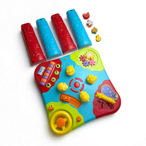 Image of Genie's Toy Bus Musical Learning Activity Table for Toddlers I Educational Development Centre with Piano, Shape Sorter, Driving Car, Light and Music I Interactive Play Station for 12+ Months