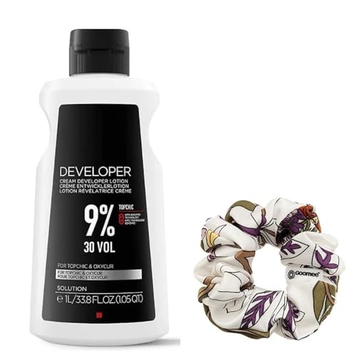 Topchic Developer 9% / 30 Volume Topchic Hair Color Developer 33.8 Ounce and Goomee Scrunchie (Bundle)