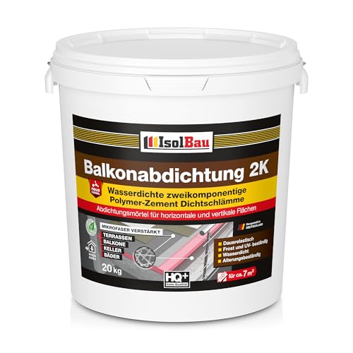 Isolbau Balkonabdichtung 2K - 20 kg Flexibel Dichtschlämme zur Abdichtung von Balkon, Terrasse, Bad, Keller, Dusche