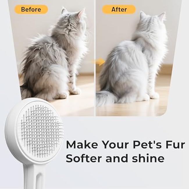 Self Cleaning Slicker Cat & Dog Brush - Skin Friendly Shedding Grooming Tool for Pets, Pet Supplies Accessories, Deshedding Comb for Short Long Haired Kittens, Massage Function to Removes Loose Fur-QP3p85zR