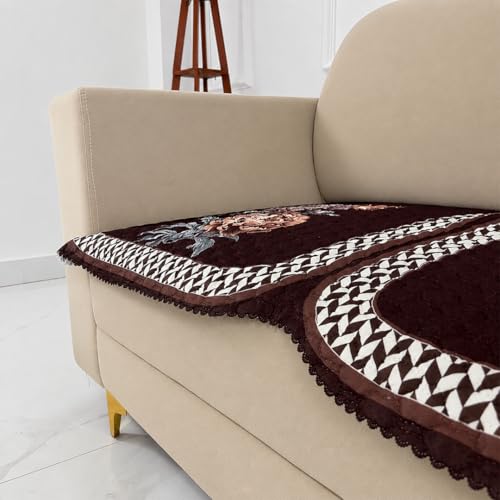 Image of Homerz 'Brooklyn Series' Premium Sofa Cover | Quilted Floral Design | Non-Slip Washable Sofa Protector | Soft Anti Slip Fabric (Ny Brown, 2 Seater, Only Seat Cover)