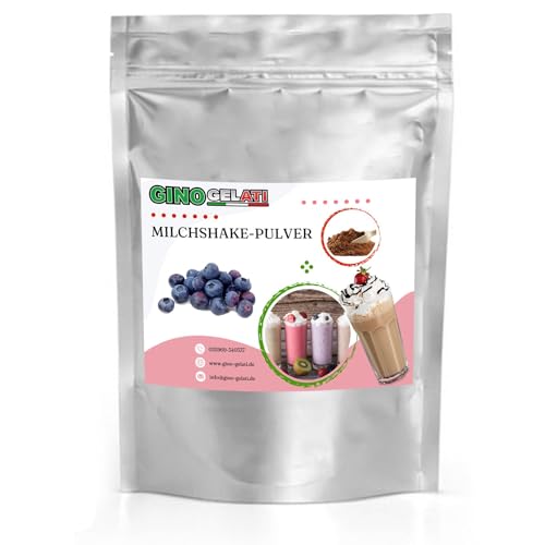 Gino Gelati Milchshake Pulver fruchtiger Geschmack verschiedene Sorten schnelle und einfache Zubereitung vielseitige Anwendung natürliche Aromen Made in Germany (1 Kg Heidelbeere)