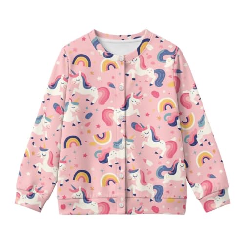 Image of Girls Cardigans Sweater Long Sleeve Crew Neck Button Down Sweaters School Outerwear for Kids Fall Winter Tops