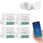 4 Pack CNBINGO WiFi Smart Light Switch, Mini DIY Breaker Module, Compatible with Alexa Echo, Google Assistant, Fits Behind Rocker Wall Switches, Support 1 Way or 2 Way，Need Neutral Wire
